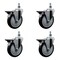 Service Caster 5 Inch Black Polyurethane 12 Inch Threaded Stem Caster Set with Brake SCC-TS20S514-PPUB-BLK-PLB-121315-4 - alternate 1